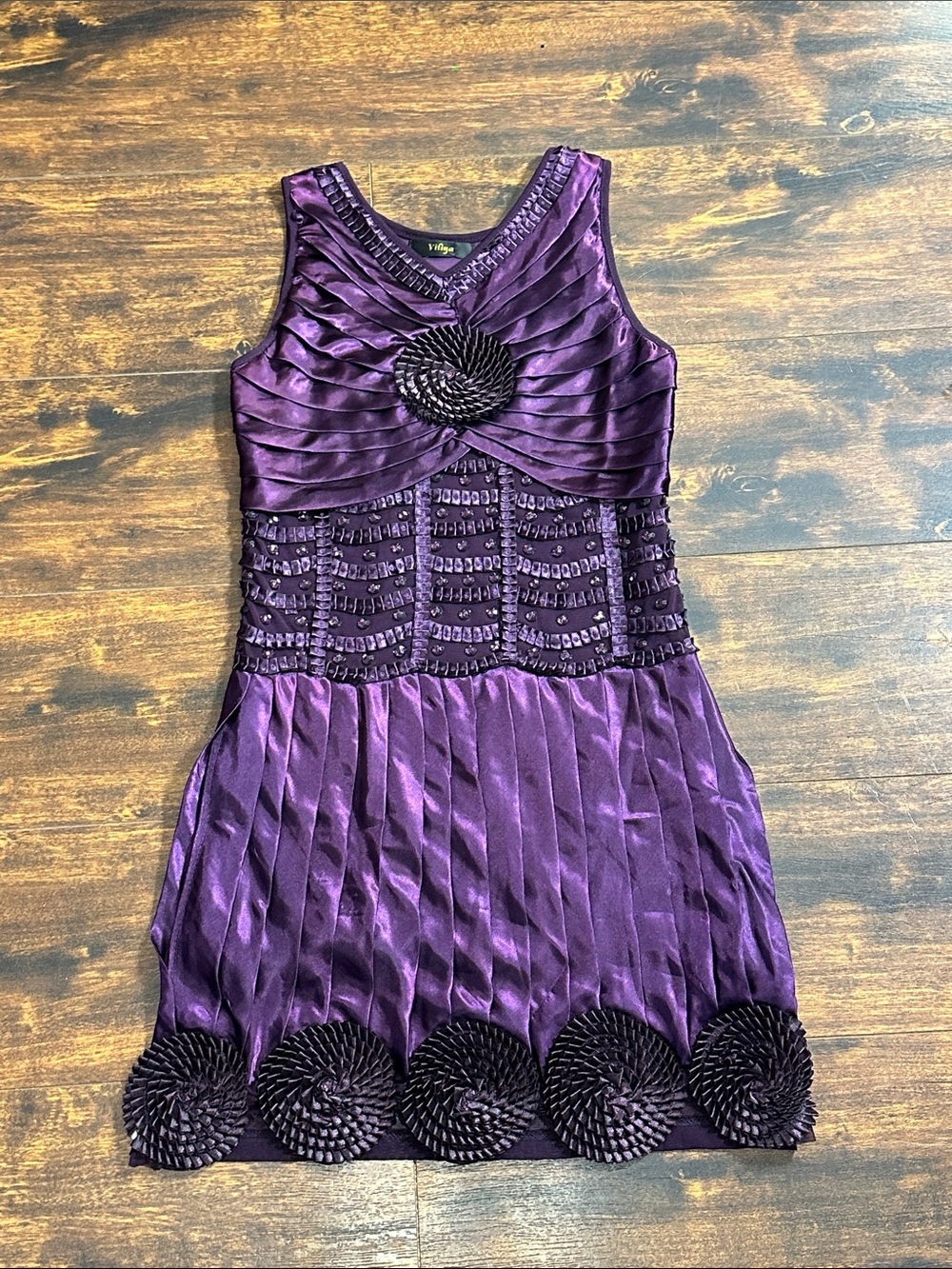 💜 Viliya Purple Satin Rosette Dress | Witchy Gothic Fairy🪄✨